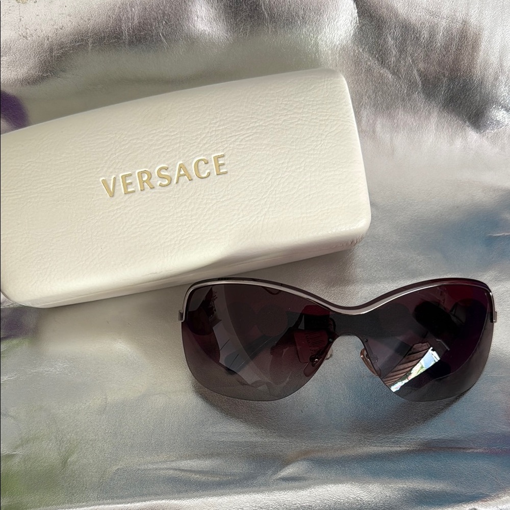 Versace Black Wraparound Sunglasses Gradient Lenses